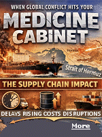 The closure of the Strait of Hormuz by Iran is a military strategy with vast consequences for the global economy, not just in the form of higher oil prices, but with disruptions in supply chains. And at some point in the future Iran's attempt to choke off the strait will also hit American medicine cabinets. The only question is exactly how long existing stockpiles of prescriptions of generic drugs can last before the U.S.-Iran war becomes a significant health issue in the U.S.